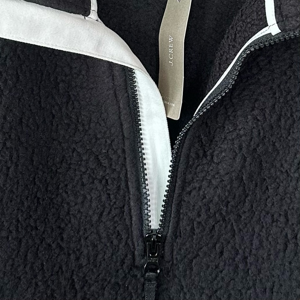 NWT J. CREW Polartec Women’s Fleece Half Zip Pullover Teddy Jacket Black XXS - Picture 5 of 9